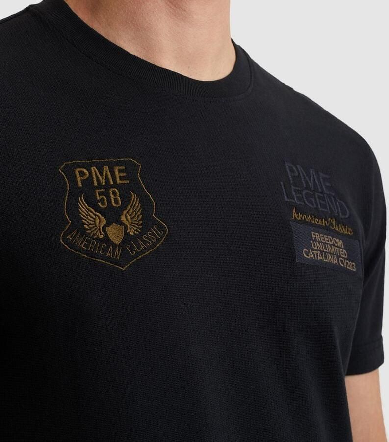 PME LEGEND Heren Polo's & T-shirts Flat Waffel Jersey Donkerblauw - Foto 8
