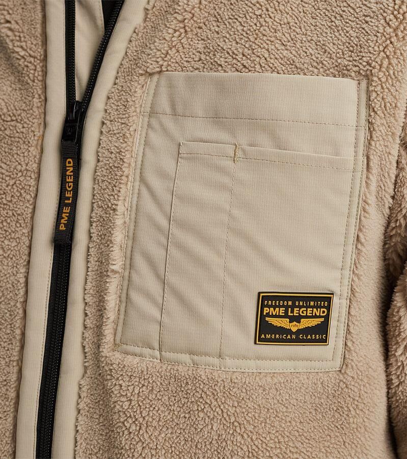 PME Legend Sherpa Zip Jas Volledige Rits Knoop Beige Heren - Foto 3