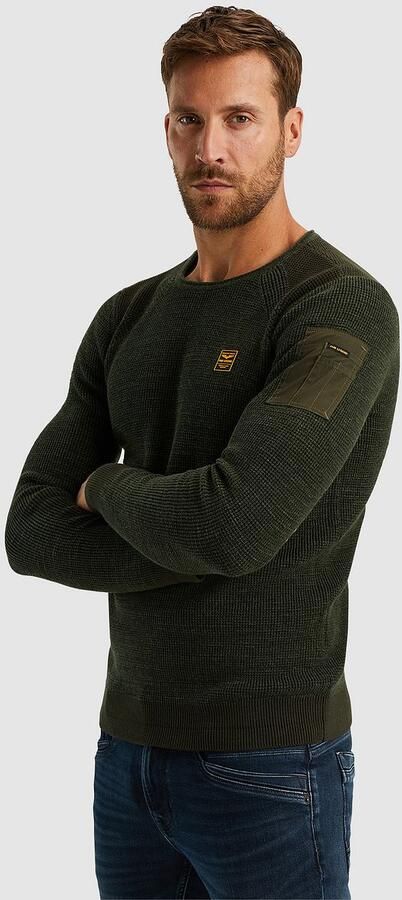 PME LEGEND Heren Truien & Vesten R-neck Cotton Rib Melee Knit Groen - Foto 5