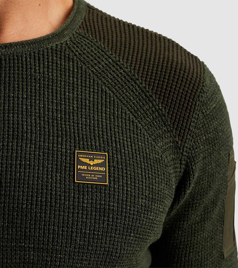 PME LEGEND Heren Truien & Vesten R-neck Cotton Rib Melee Knit Groen - Foto 2
