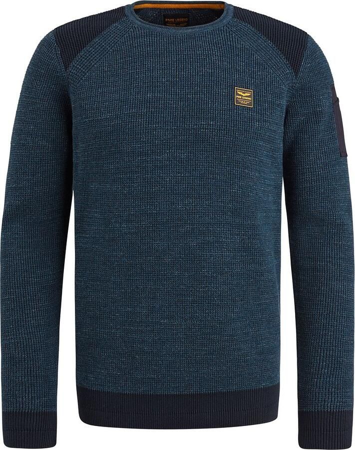 PME LEGEND Heren Truien & Vesten R-neck Cotton Rib Melee Knit Blauw - Foto 5