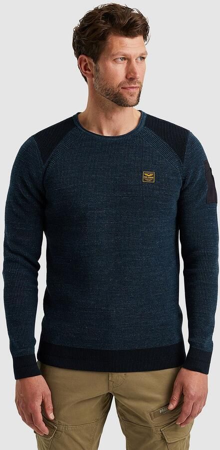 PME LEGEND Heren Truien & Vesten R-neck Cotton Rib Melee Knit Blauw - Foto 4