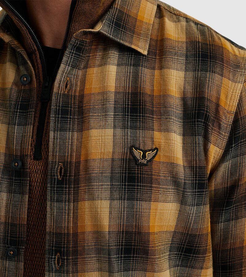 PME Legend geruit regular fit overhemd bruin geel - Foto 2