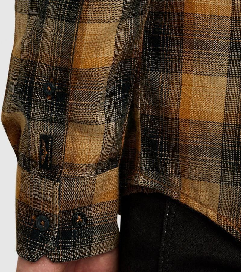 PME Legend geruit regular fit overhemd bruin geel - Foto 3