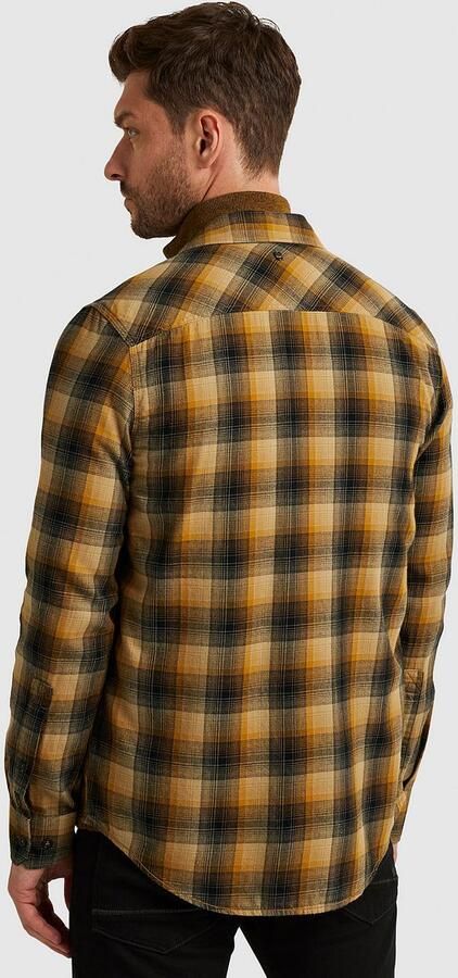 PME Legend geruit regular fit overhemd bruin geel - Foto 5