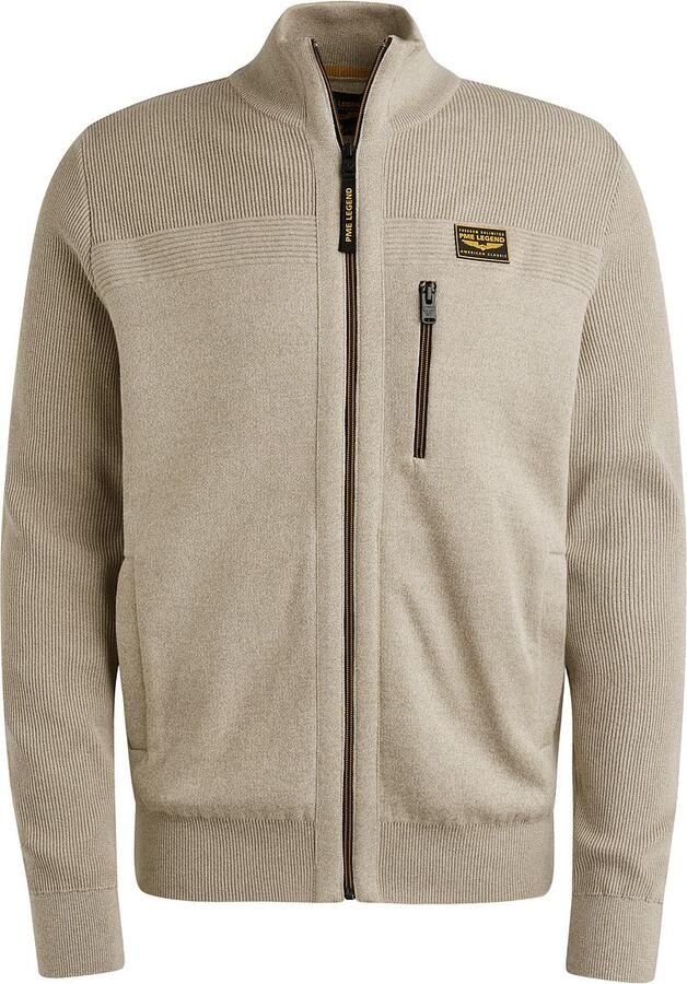 PME Legend vest met ingebreid patroon beige - Foto 3
