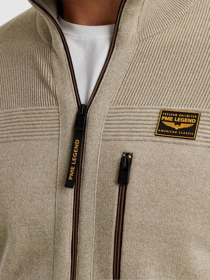 PME Legend vest met ingebreid patroon beige - Foto 4