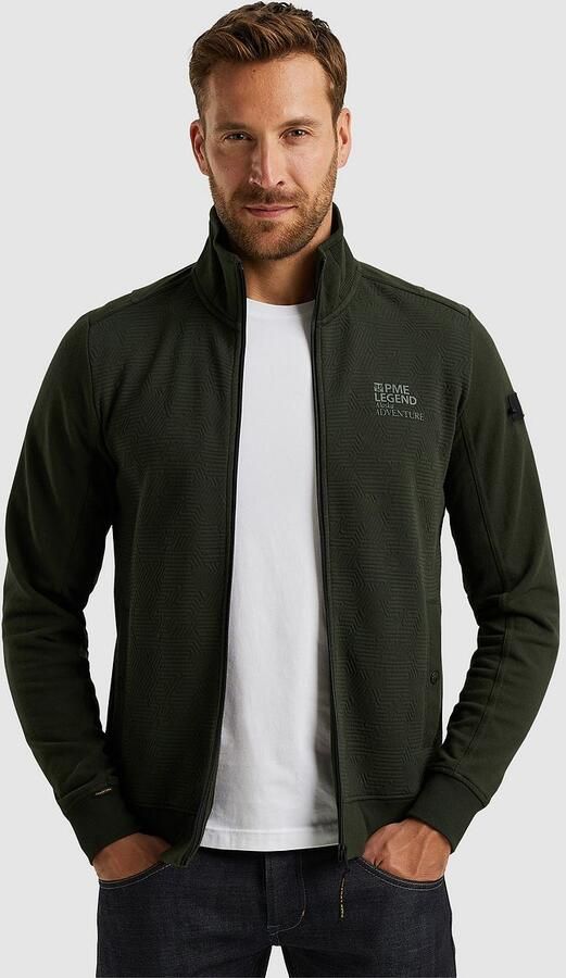 PME Legend sweatvest met logo en textuur donkergroen - Foto 3