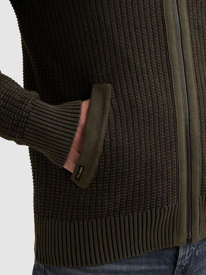 PME Legend Regular fit gebreid jack van puur katoen met labelstitching - Foto 5