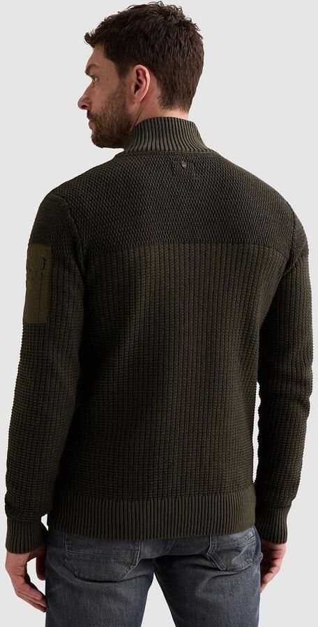 PME Legend Regular fit gebreid jack van puur katoen met labelstitching - Foto 6