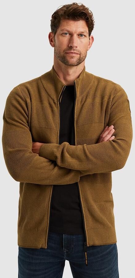 PME Legend Gebreide Katoenen Ritsjas Brown Heren - Foto 4