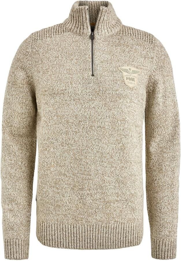 PME Legend Zware Gebreide Pullover R-Hals Trui Beige Heren