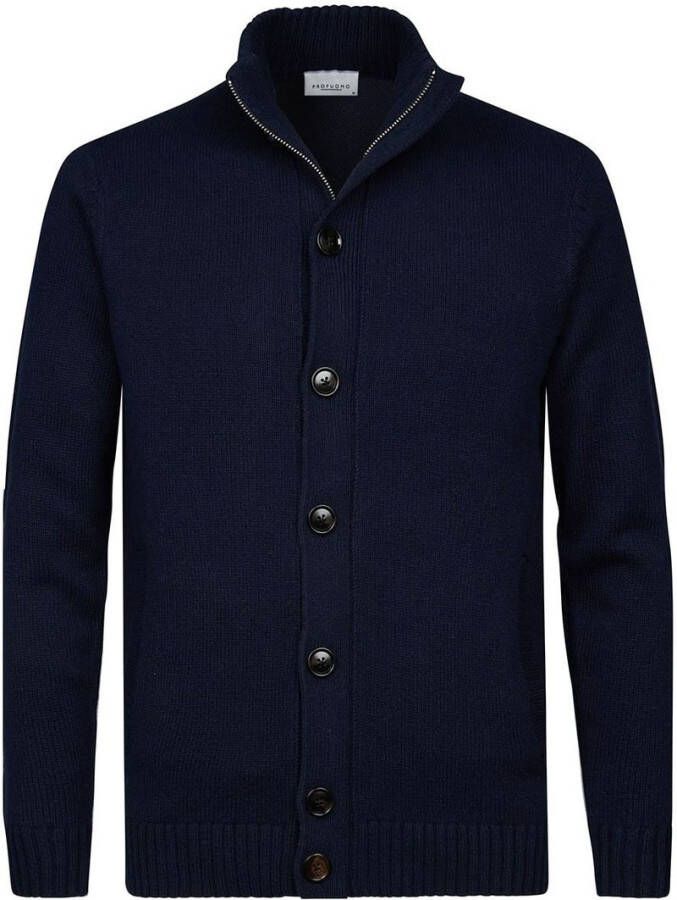 Profuomo vest opstaande kraag donkerblauw knopen effen wol