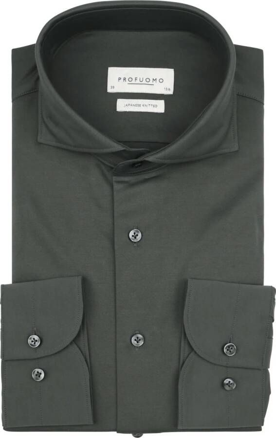 Profuomo Japanse Gebreide Overhemd Elegant en Comfortabel Green Heren