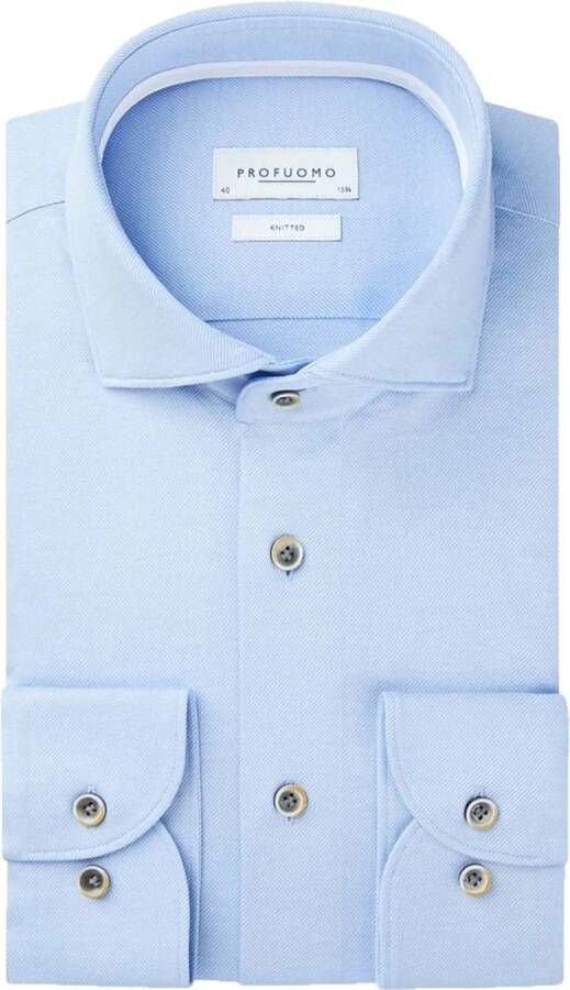Profuomo Knitted Single Jersey Overhemd Lichtblauw