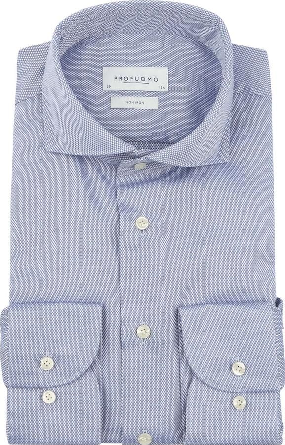 Profuomo Basketweave Overhemd Blauw