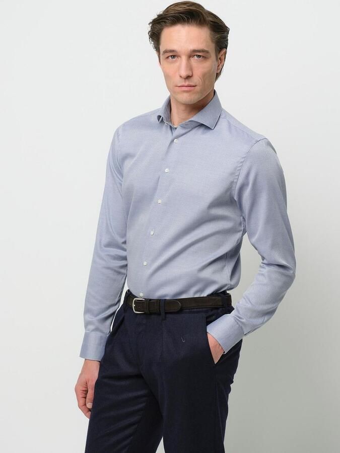 Profuomo Basketweave Overhemd Blauw - Foto 3