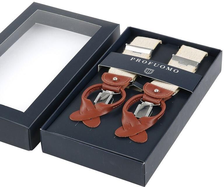 Profuomo bretels informeel beige 36 MM - Foto 4