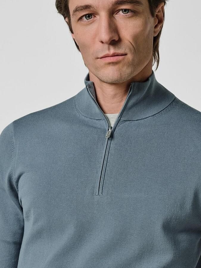Profuomo Half Zip Pullover Luxury Basic Blauw - Foto 2