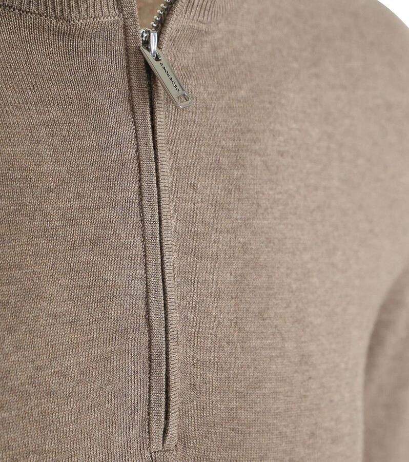 Profuomo Sweater Half Zip Pullover Luxury Basic Taupe