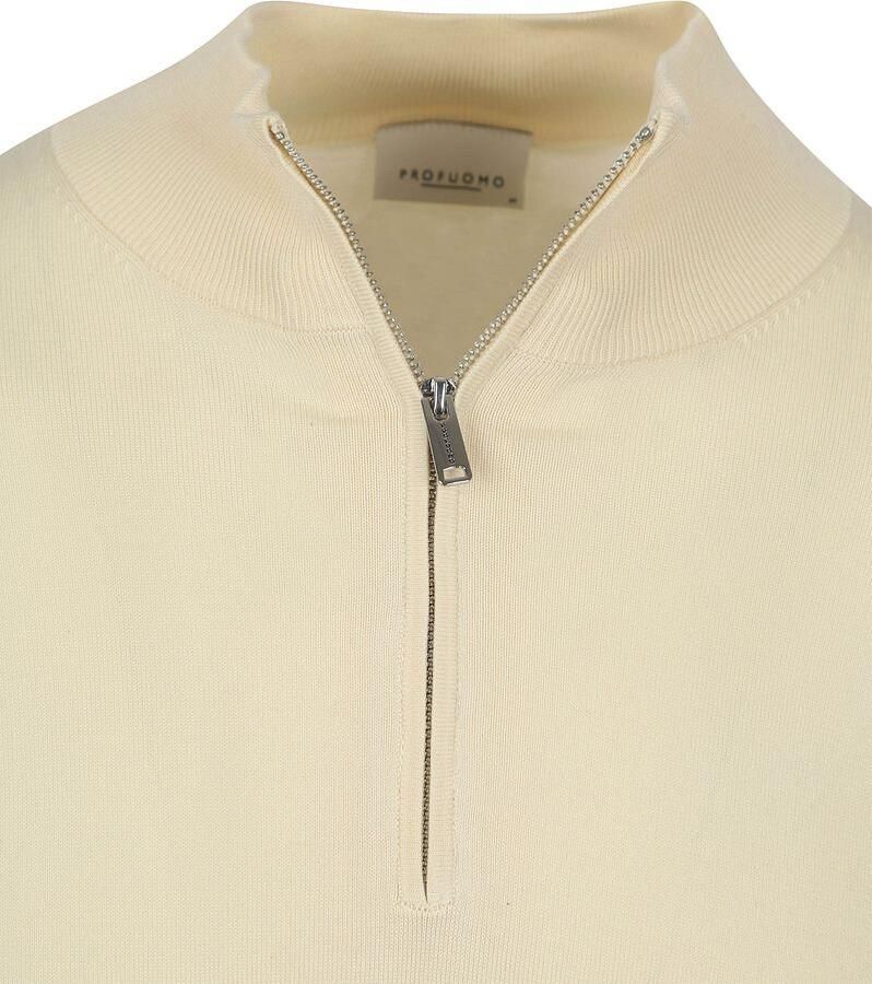 PROFUOMO Heren Truien & Vesten Half Zip Luxury Basic Wit - Foto 5