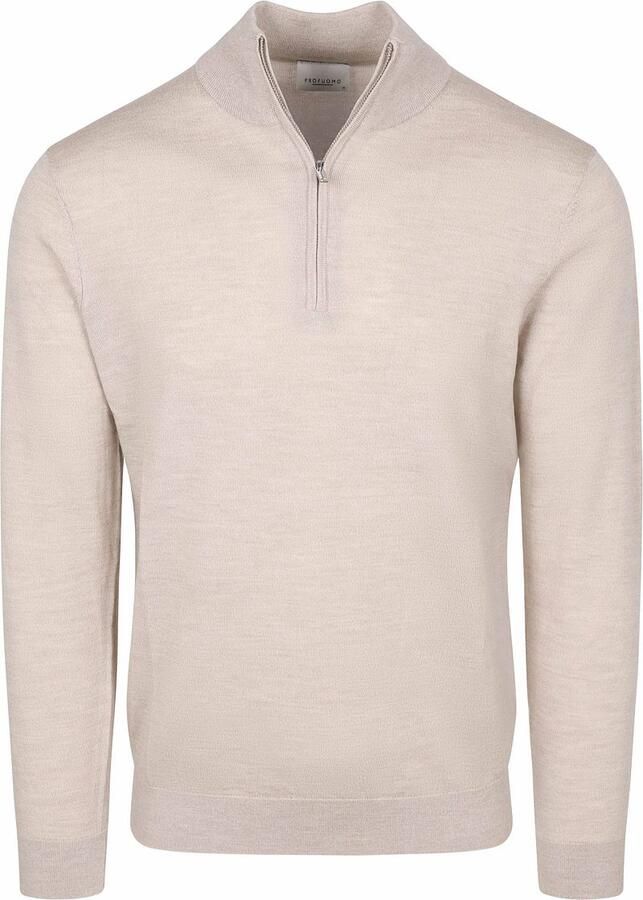 PROFUOMO Heren Truien & Vesten Pullover Half Zip Extrafine Merino Beige - Foto 7