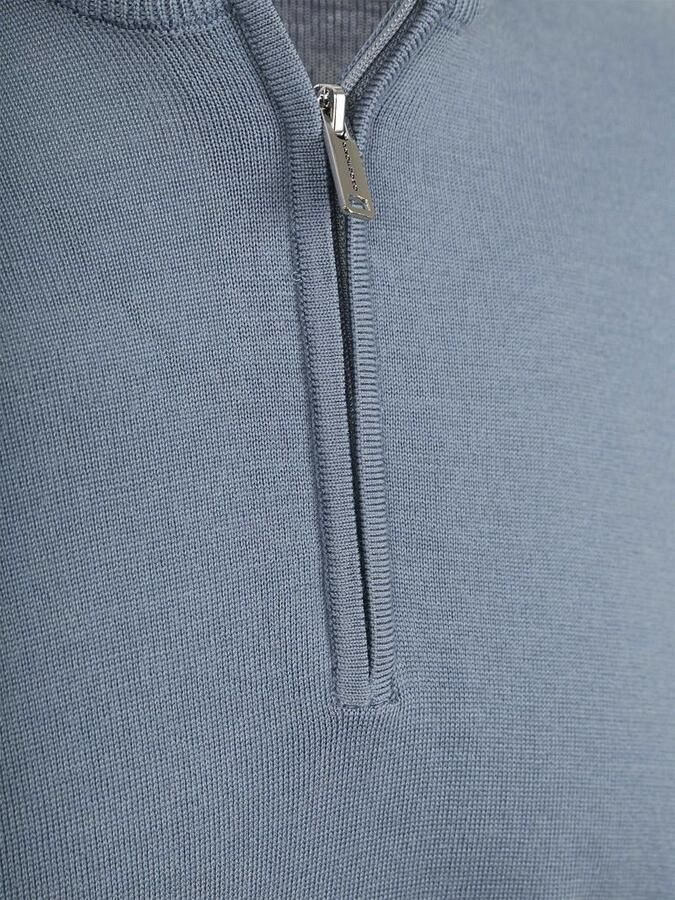 PROFUOMO Heren Truien & Vesten Pullover Half Zip Merino Donkerblauw - Foto 5