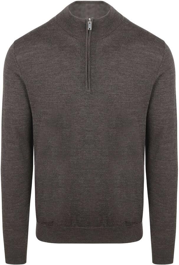 PROFUOMO Heren Truien & Vesten Pullover Half Zip Merino Bruin - Foto 8