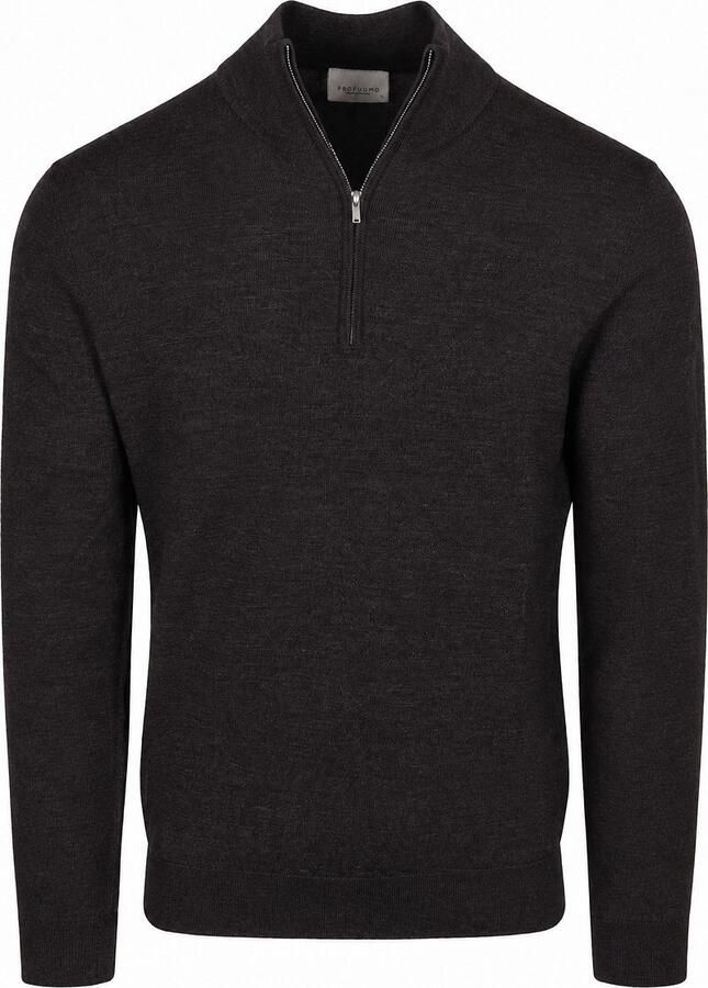 PROFUOMO Heren Truien & Vesten Pullover Half Zip Extrafine Merino Antraciet - Foto 6