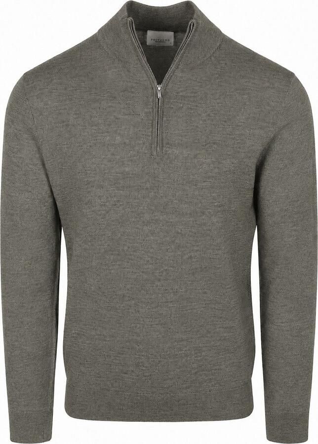 PROFUOMO Heren Truien & Vesten Pullover Half Zip Extrafine Merino Donkergroen - Foto 8