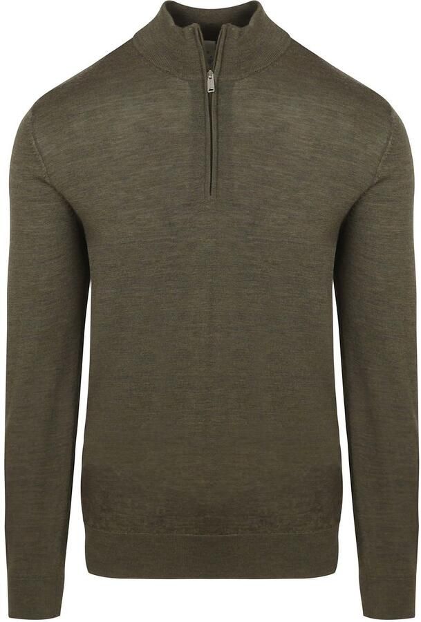 PROFUOMO Heren Truien & Vesten Pullover Half Zip Merino Groen - Foto 7