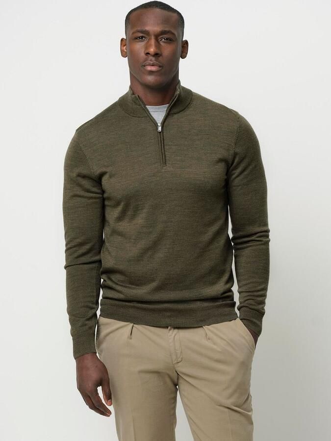 PROFUOMO Heren Truien & Vesten Pullover Half Zip Merino Groen - Foto 8