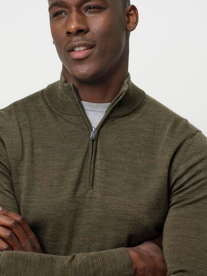 PROFUOMO Heren Truien & Vesten Pullover Half Zip Merino Groen - Foto 9