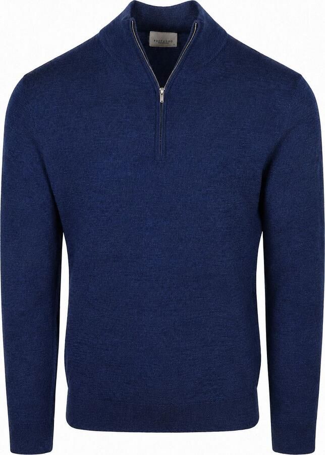 PROFUOMO Heren Truien & Vesten Pullover Half Zip Extrafine Merino Donkerblauw - Foto 2