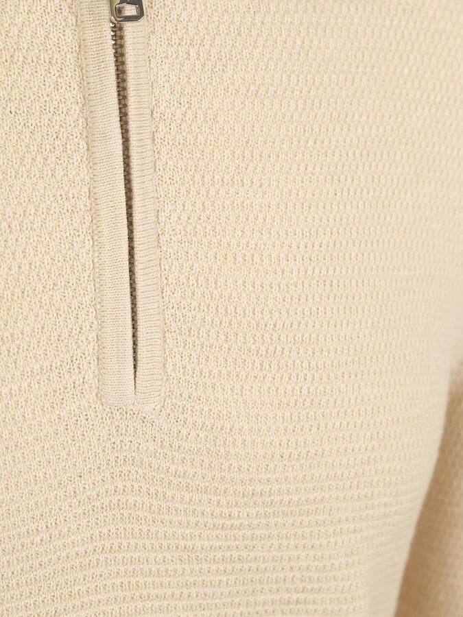 PROFUOMO Heren Truien & Vesten Pullover Half Zip Twinkle Slub Beige - Foto 5