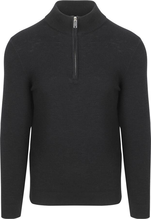 PROFUOMO Heren Truien & Vesten Pullover Half Zip Twinkle Slub Donkerblauw - Foto 5