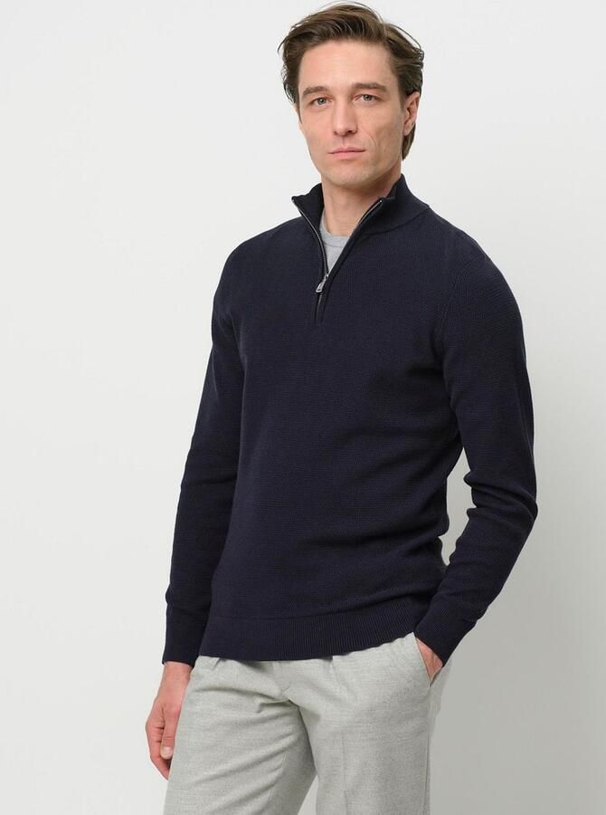 PROFUOMO Heren Truien & Vesten Pullover Half Zip Twinkle Slub Donkerblauw - Foto 8