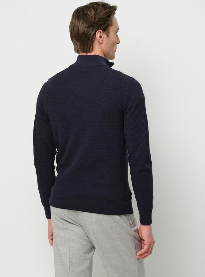 PROFUOMO Heren Truien & Vesten Pullover Half Zip Twinkle Slub Donkerblauw - Foto 9