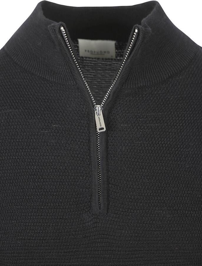 PROFUOMO Heren Truien & Vesten Pullover Half Zip Twinkle Slub Donkerblauw - Foto 6
