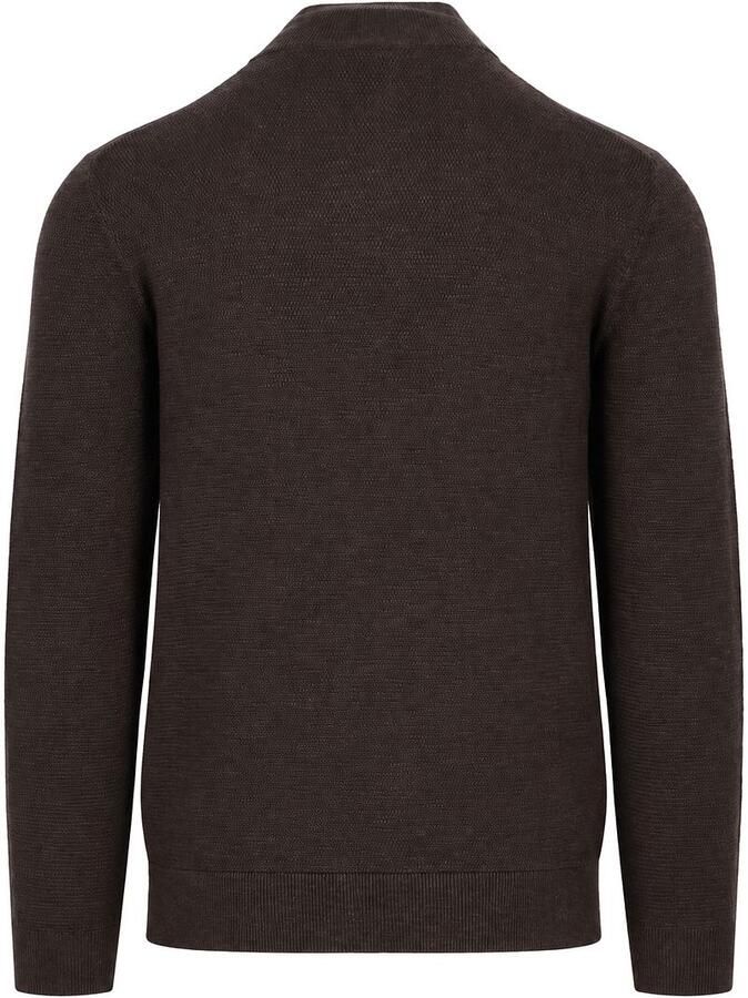 PROFUOMO Heren Truien & Vesten Pullover Half Zip Twinkle Slub Structure Bruin - Foto 7