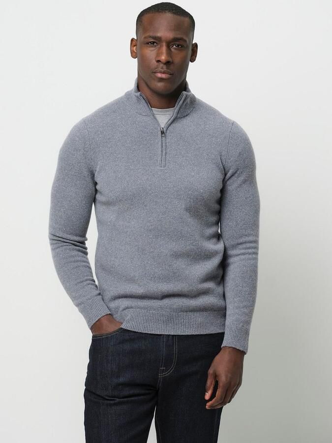 PROFUOMO Heren Truien & Vesten Pullover Half Zip Wool Blend Grijs - Foto 7