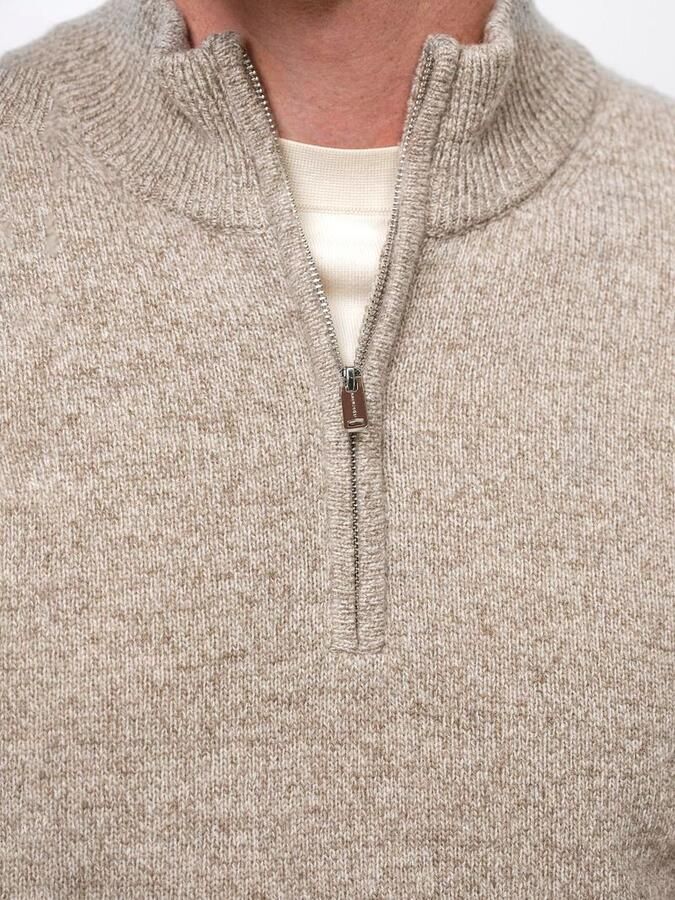 PROFUOMO Heren Truien & Vesten Pullover Half Zip Wool Blend Beige - Foto 7