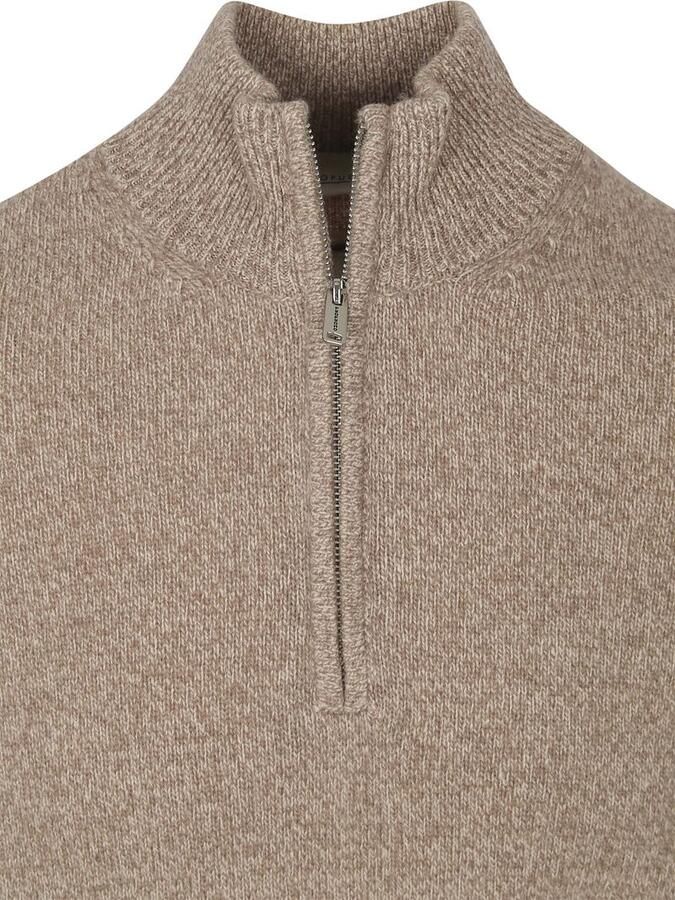 PROFUOMO Heren Truien & Vesten Pullover Half Zip Wool Blend Beige - Foto 9
