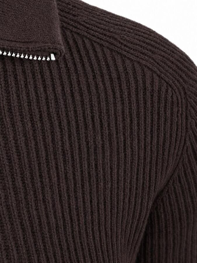 PROFUOMO Heren Truien & Vesten Pullover Half Zip Heavy Wool Bruin - Foto 6