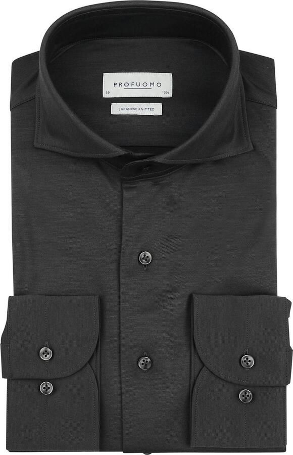 Profuomo Japanese Knitted Overhemd Antraciet