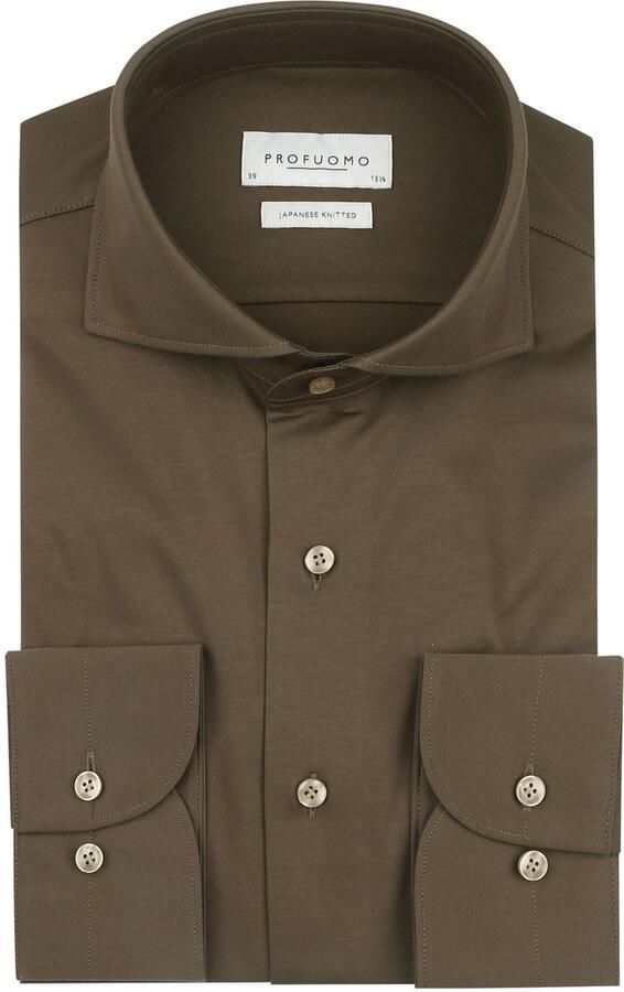Profuomo Japanese Knitted Overhemd Army Groen