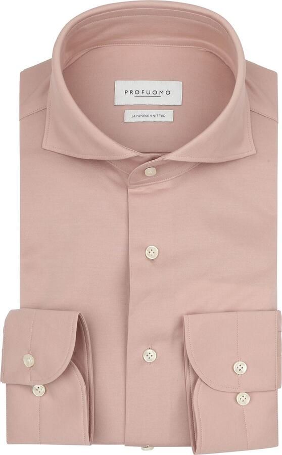 Profuomo Japanese Knitted Overhemd Dark Pink