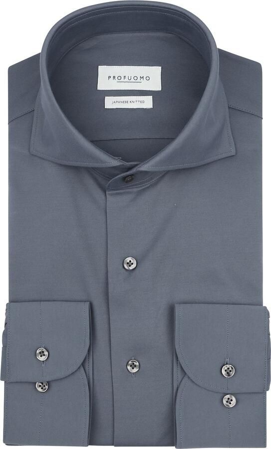Profuomo Japanese Knitted Overhemd Denim Blue