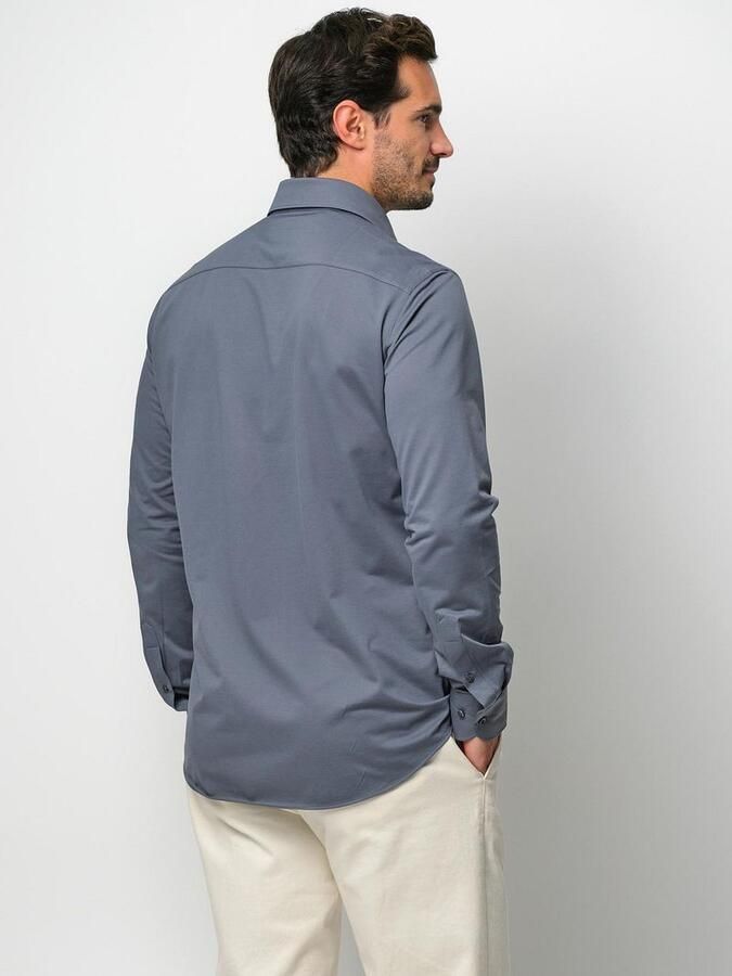 Profuomo Japanese Knitted Overhemd Denim Blue - Foto 3