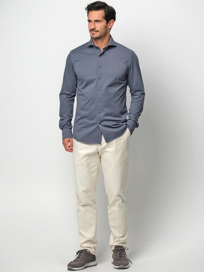 Profuomo Japanese Knitted Overhemd Denim Blue - Foto 4